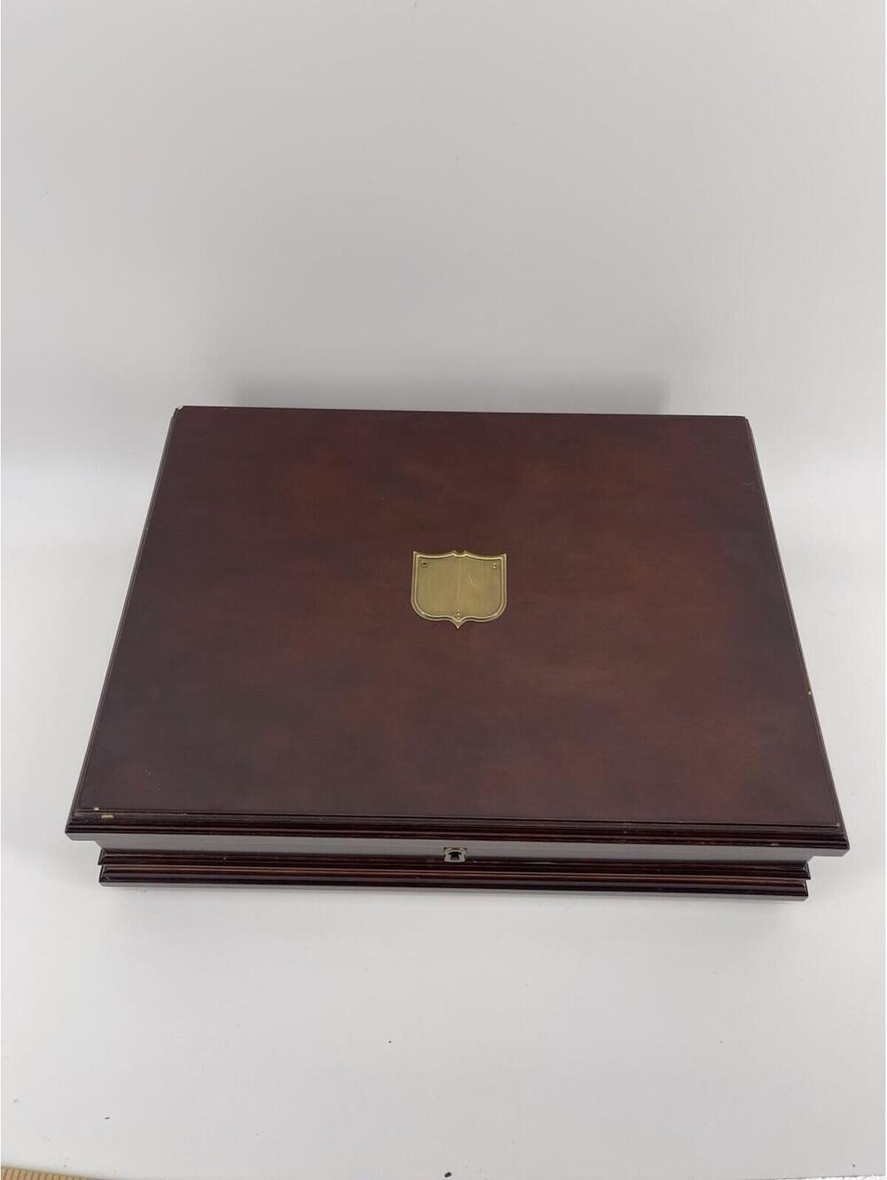 Bombay Company Locking Wooden Writing Desk Box Portfolio Case W/ Key Vintage - Picture 1 of 8
